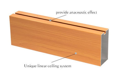 Panneau de plafond en aluminium coloré de forme d'U, bâton de lustre sur des tuiles de plafond